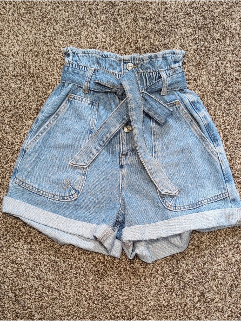 Zara Paper Bag High Waist Belted Women's Shorts Size 2